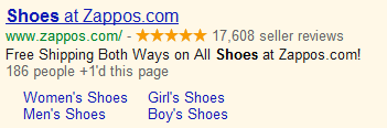 Zappos Shoe PPC Text Ad