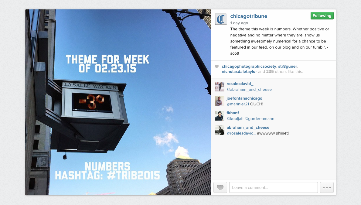 Chicago Tribune Instagram photo contest